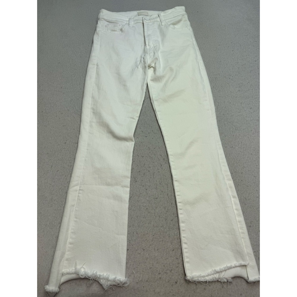 Mother The Insider Crop Step Fray Jeans Womens 27 White Fairest Of Them All